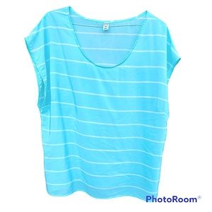 Old Navy Mint Green and White Stripe Lightweight Top Size XXL